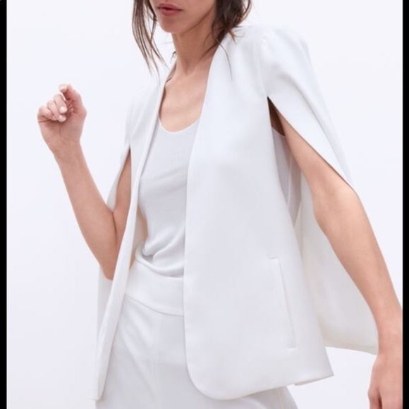 Zara Jackets & Coats Zara White Cape With Slits Poshmark